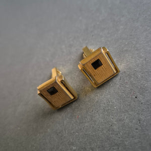 Vergoldete Vintage-Manschettenknöpfe – Elegantes Design mit Onyx-Detail