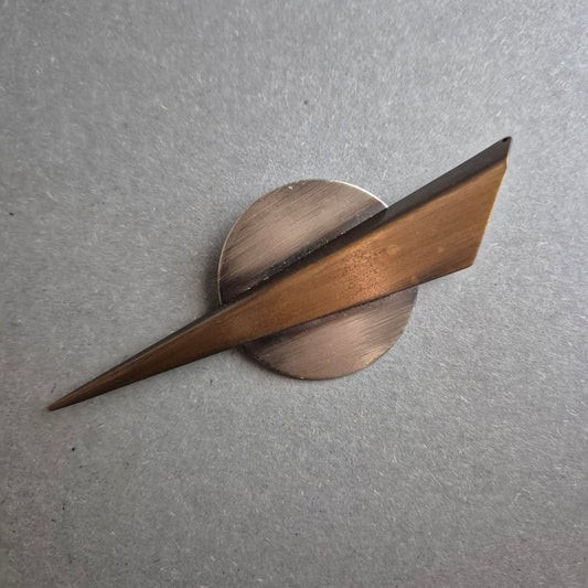 Vintage Brosche im Bauhaus-Stil – Geometrisches Design in Metalloptik