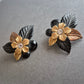 Vintage Clip-Ohrringe mit floralen Motiven – Schwarz-Goldener Retro-Charme