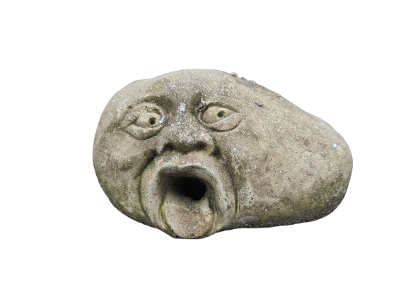 Steingesicht Gartenfigur englischer Steinguss Antik Brunnen 20cm