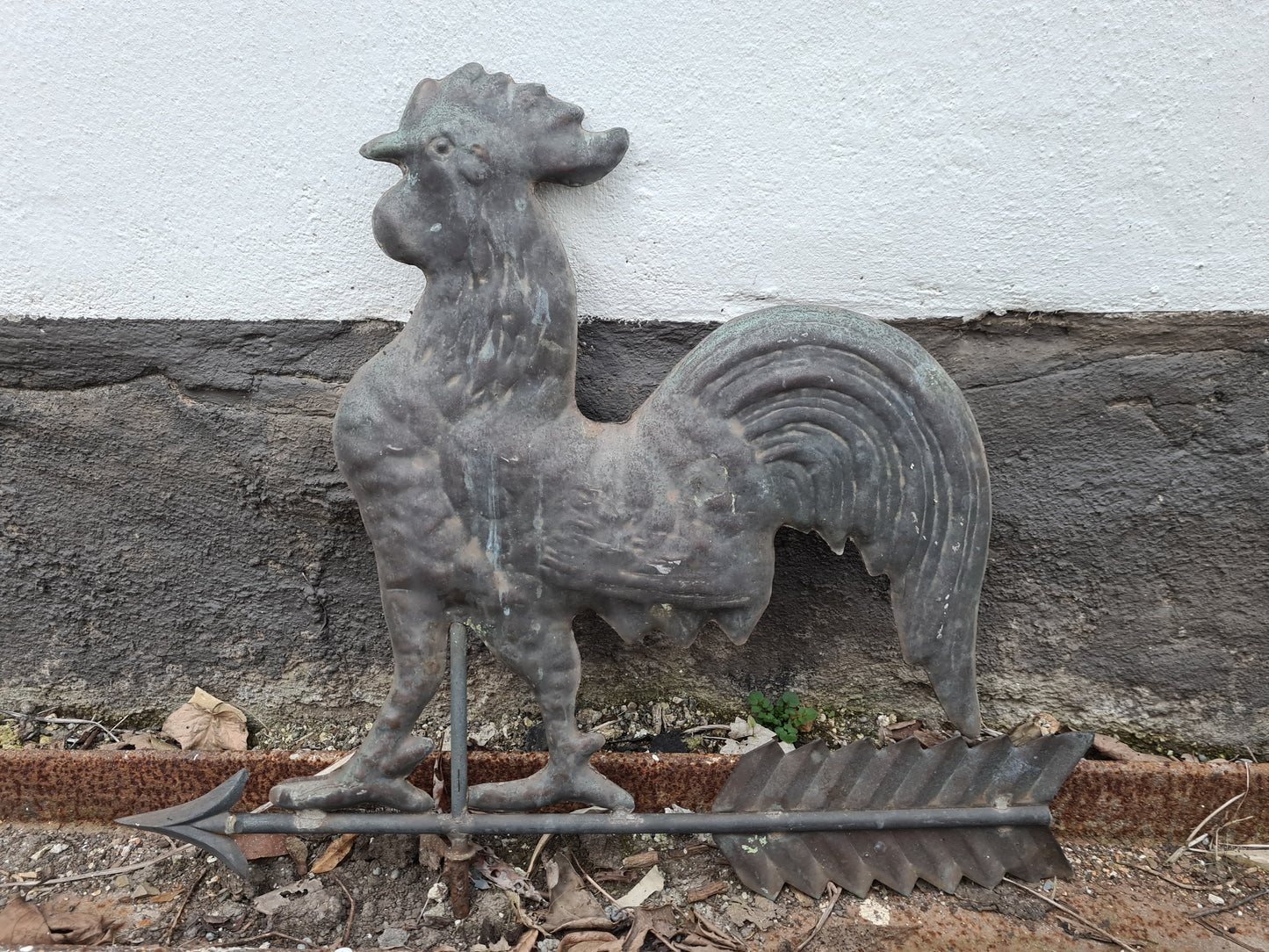 Alter Wetterhahn Kupfer Gartenfigur 65cm