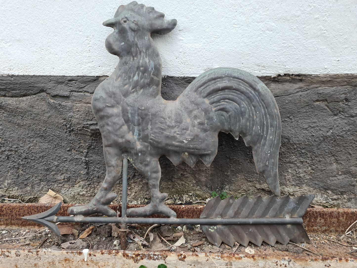 Alter Wetterhahn Kupfer Gartenfigur 65cm