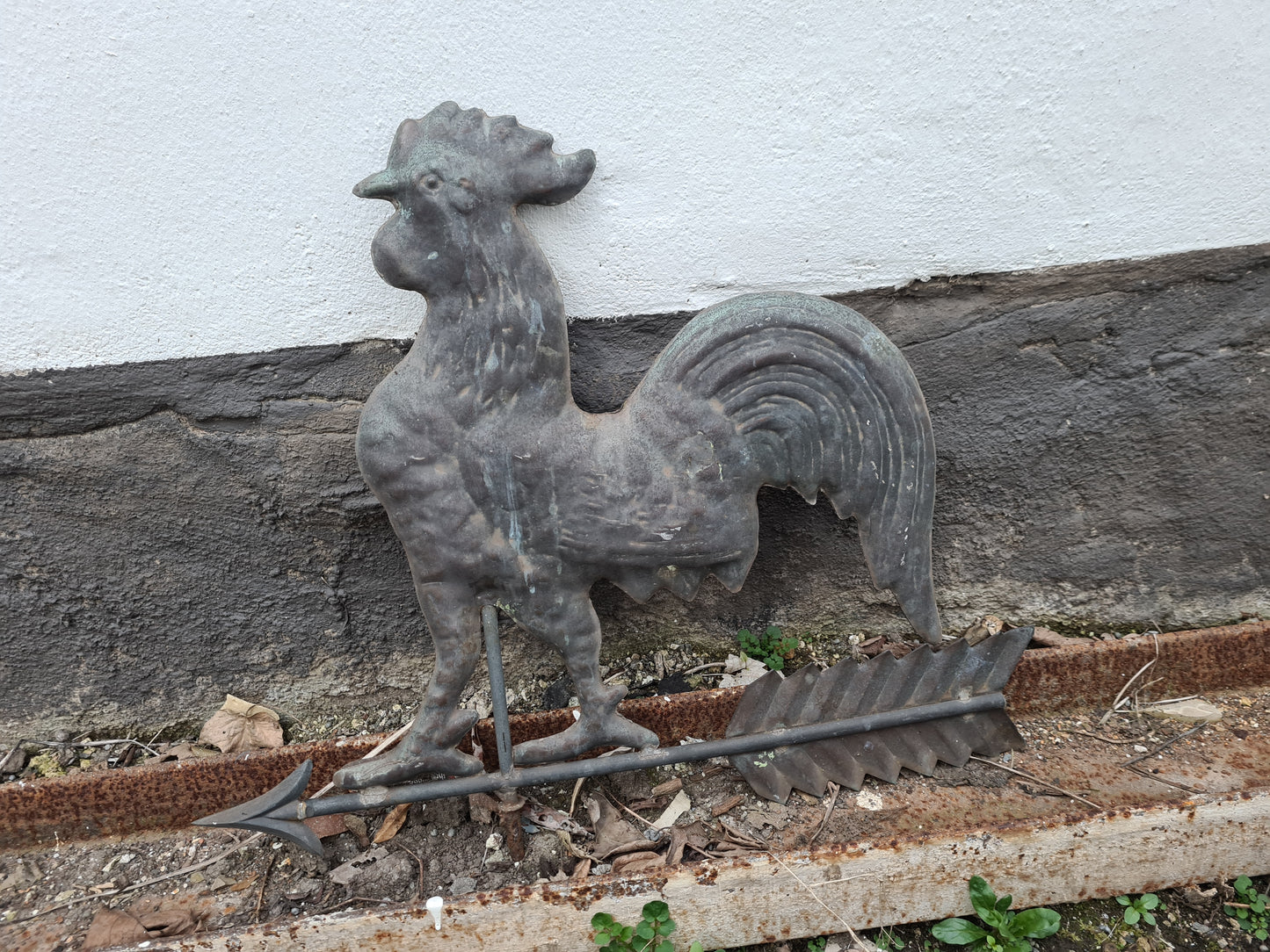Alter Wetterhahn Kupfer Gartenfigur 65cm