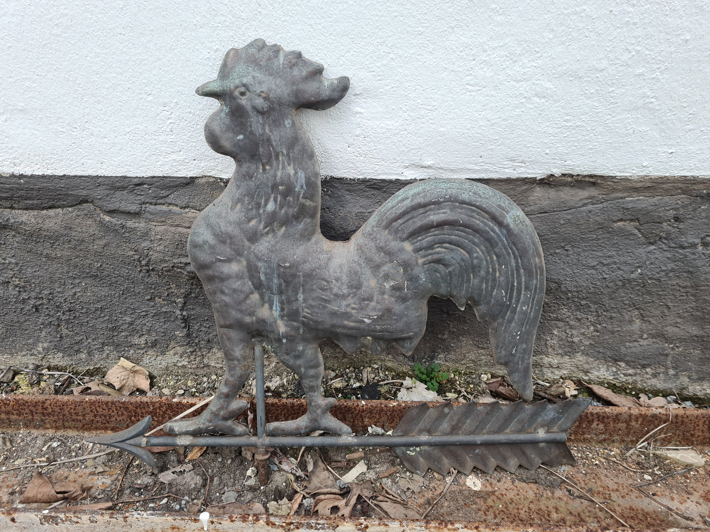 Alter Wetterhahn Kupfer Gartenfigur 65cm