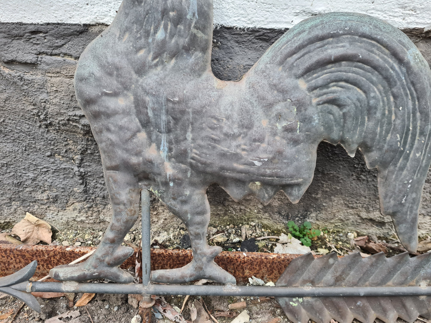 Alter Wetterhahn Kupfer Gartenfigur 65cm