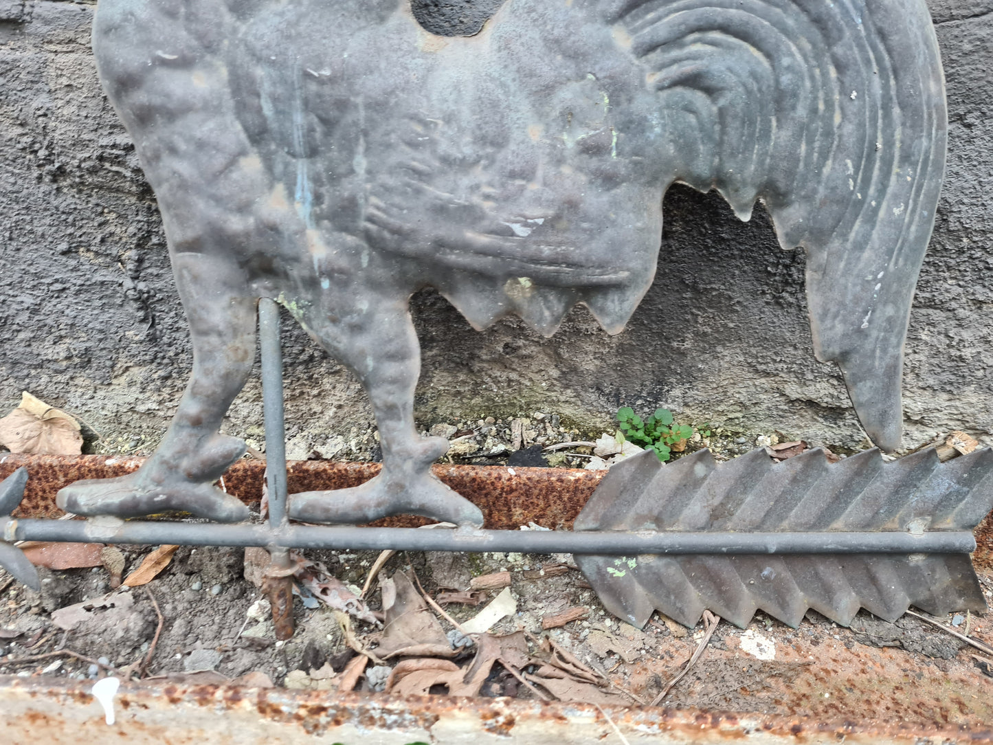 Alter Wetterhahn Kupfer Gartenfigur 65cm