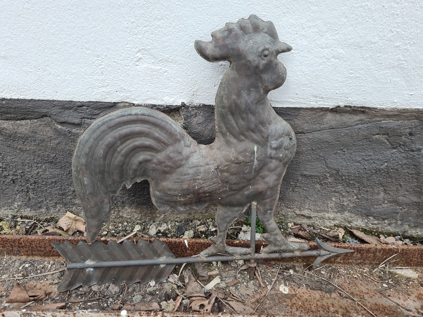 Alter Wetterhahn Kupfer Gartenfigur 65cm