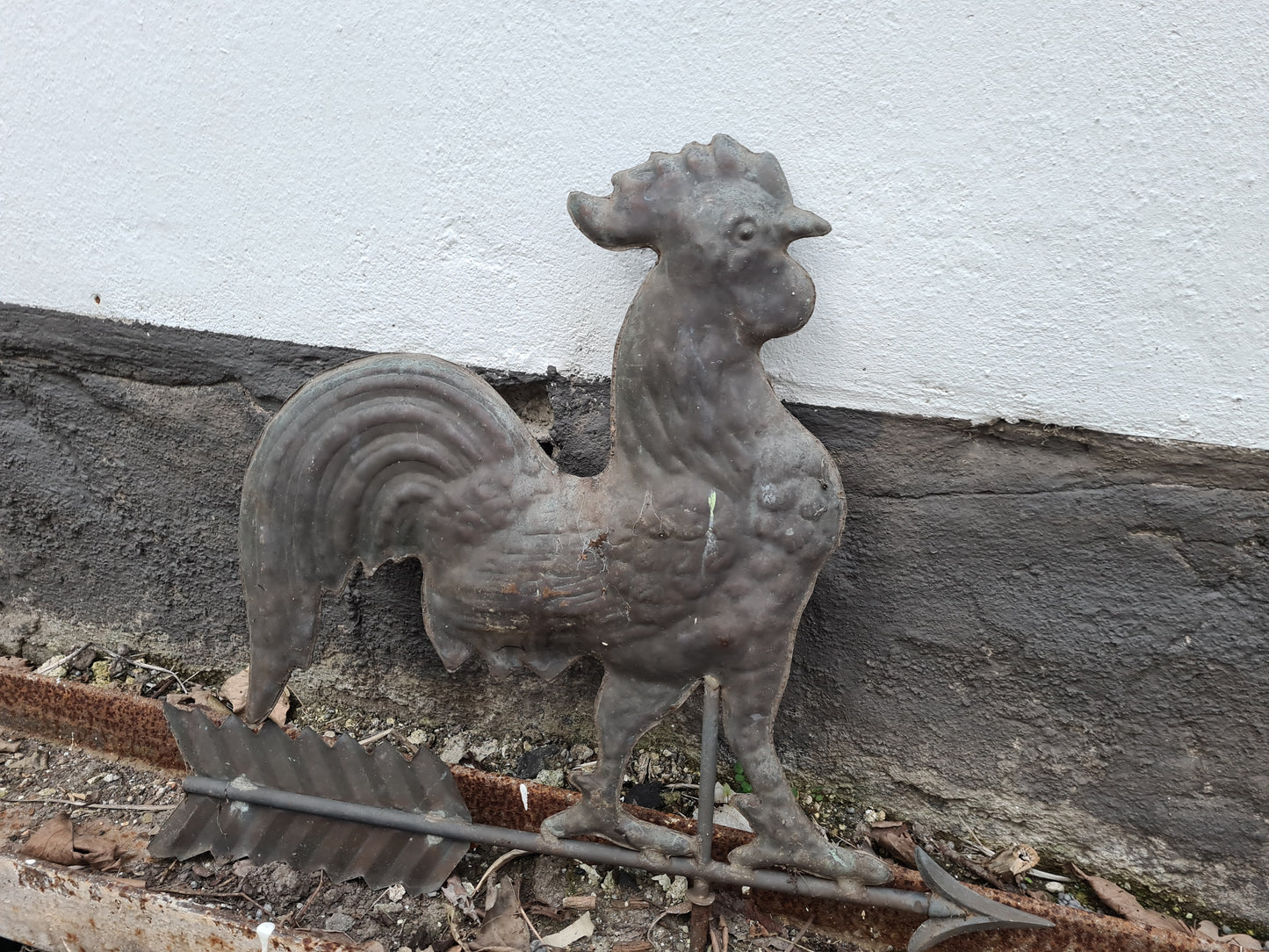 Alter Wetterhahn Kupfer Gartenfigur 65cm