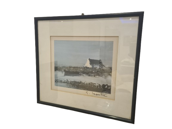 George Laporte Signiert Landschaft Öl Malerei 36x32cm