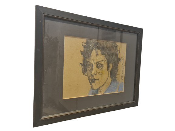 Porträt Radierung Originalzeichnung Matthias Brandes1982 Signiert 53x41cm