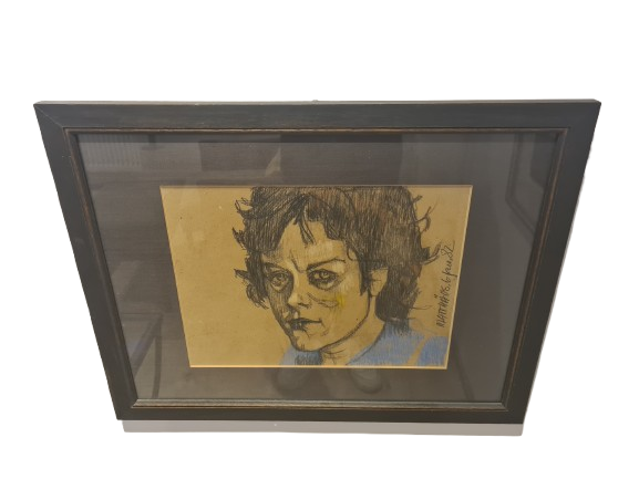 Porträt Radierung Originalzeichnung Matthias Brandes1982 Signiert 53x41cm