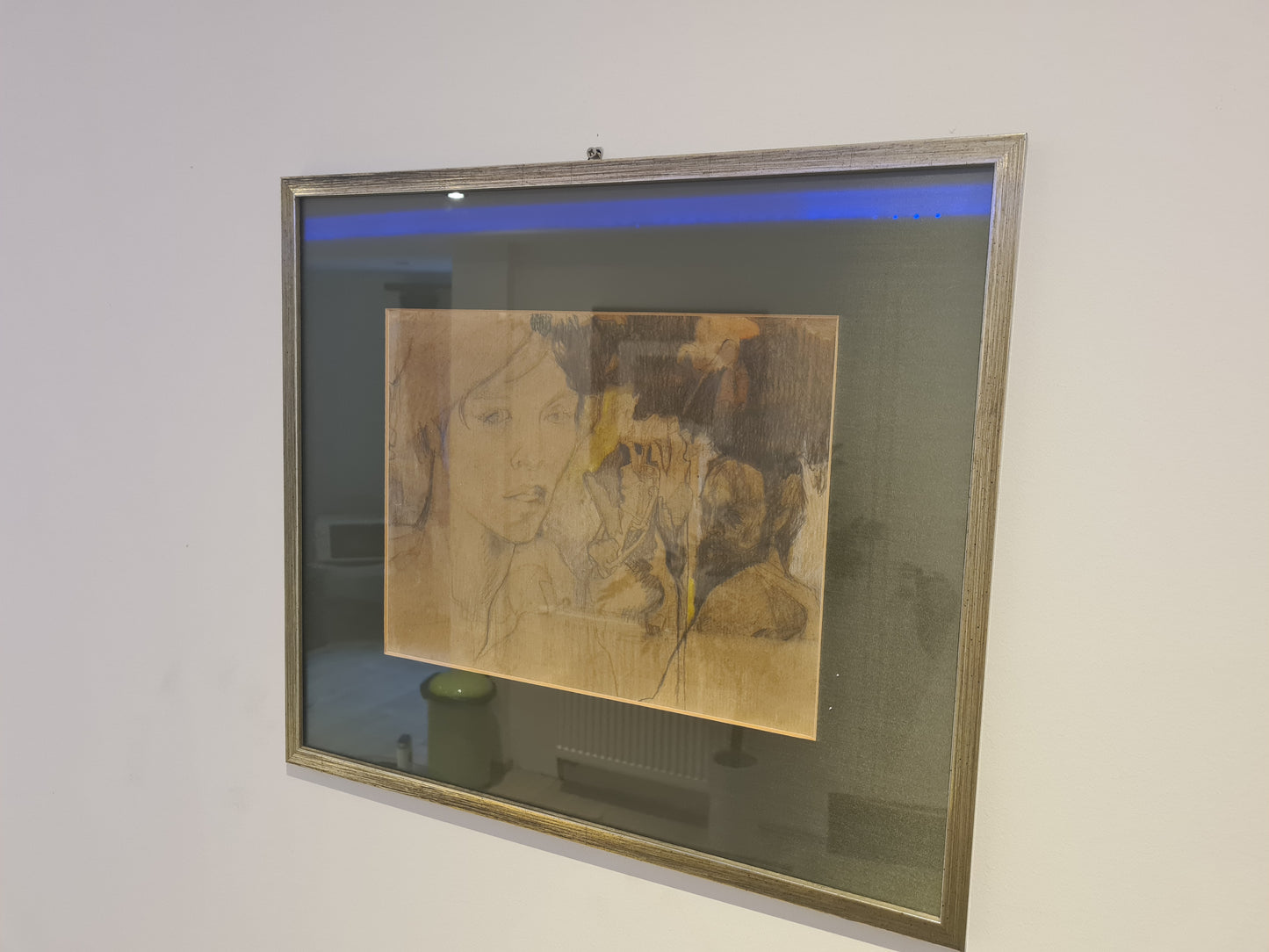 Gemälde Zeichnung „Frauenportrait mit floralen Elementen“ 50x45cm