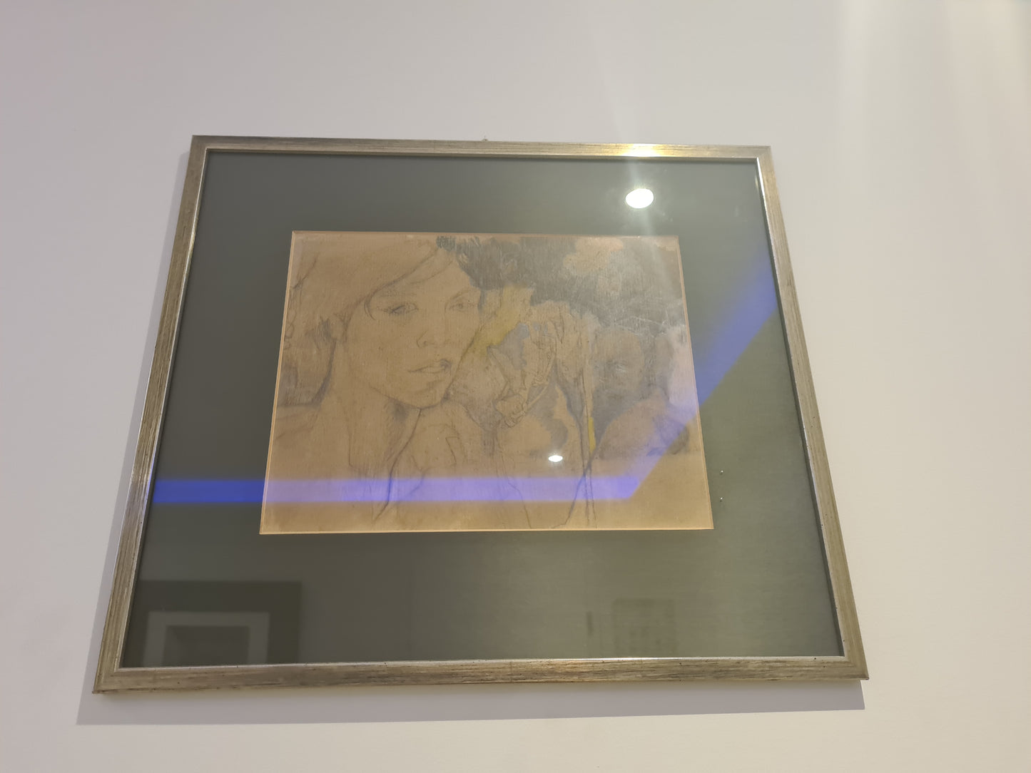 Gemälde Zeichnung „Frauenportrait mit floralen Elementen“ 50x45cm