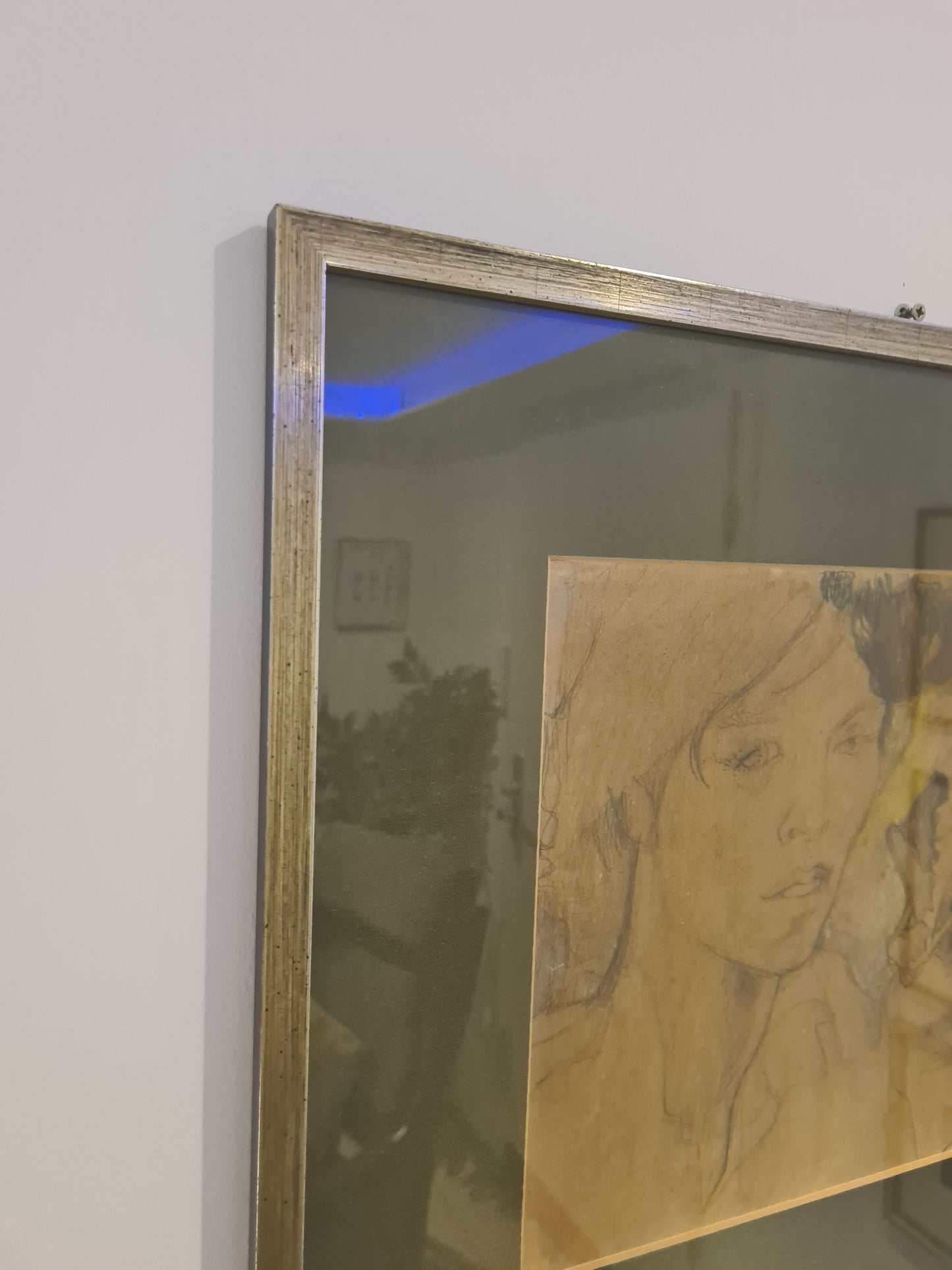 Gemälde Zeichnung „Frauenportrait mit floralen Elementen“ 50x45cm