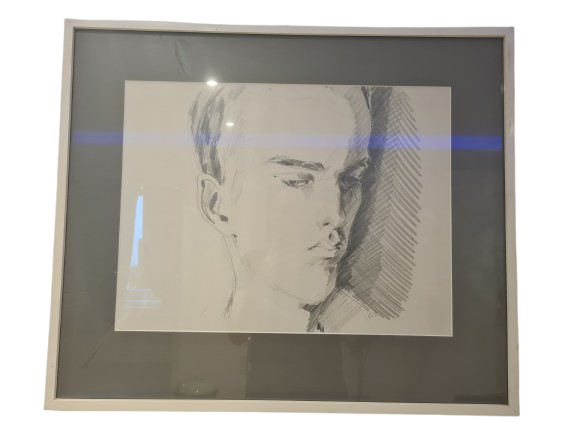 Radierung Portrait HG. ´82 Signiert Gemälde Zeichnung 74x63cm