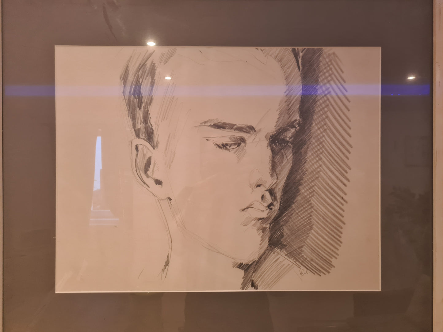 Radierung Portrait HG. ´82 Signiert Gemälde Zeichnung 74x63cm