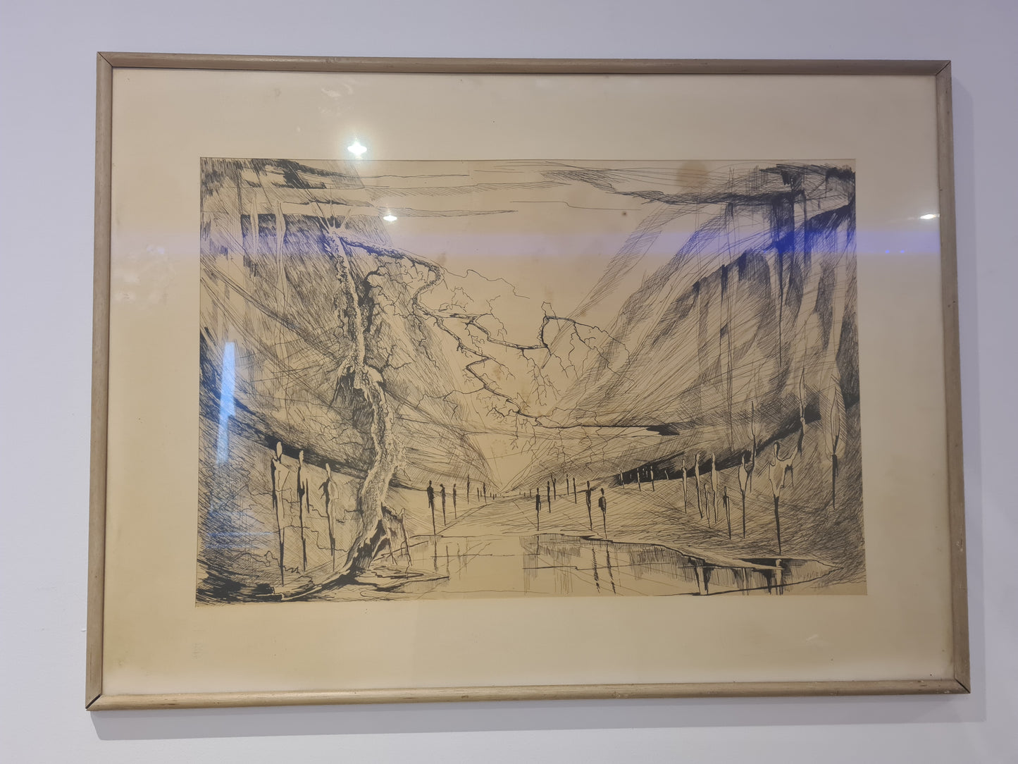 Gemälde Zeichnung „Landschaft mit Weg und Bäumen“ – signiert 70x50cm