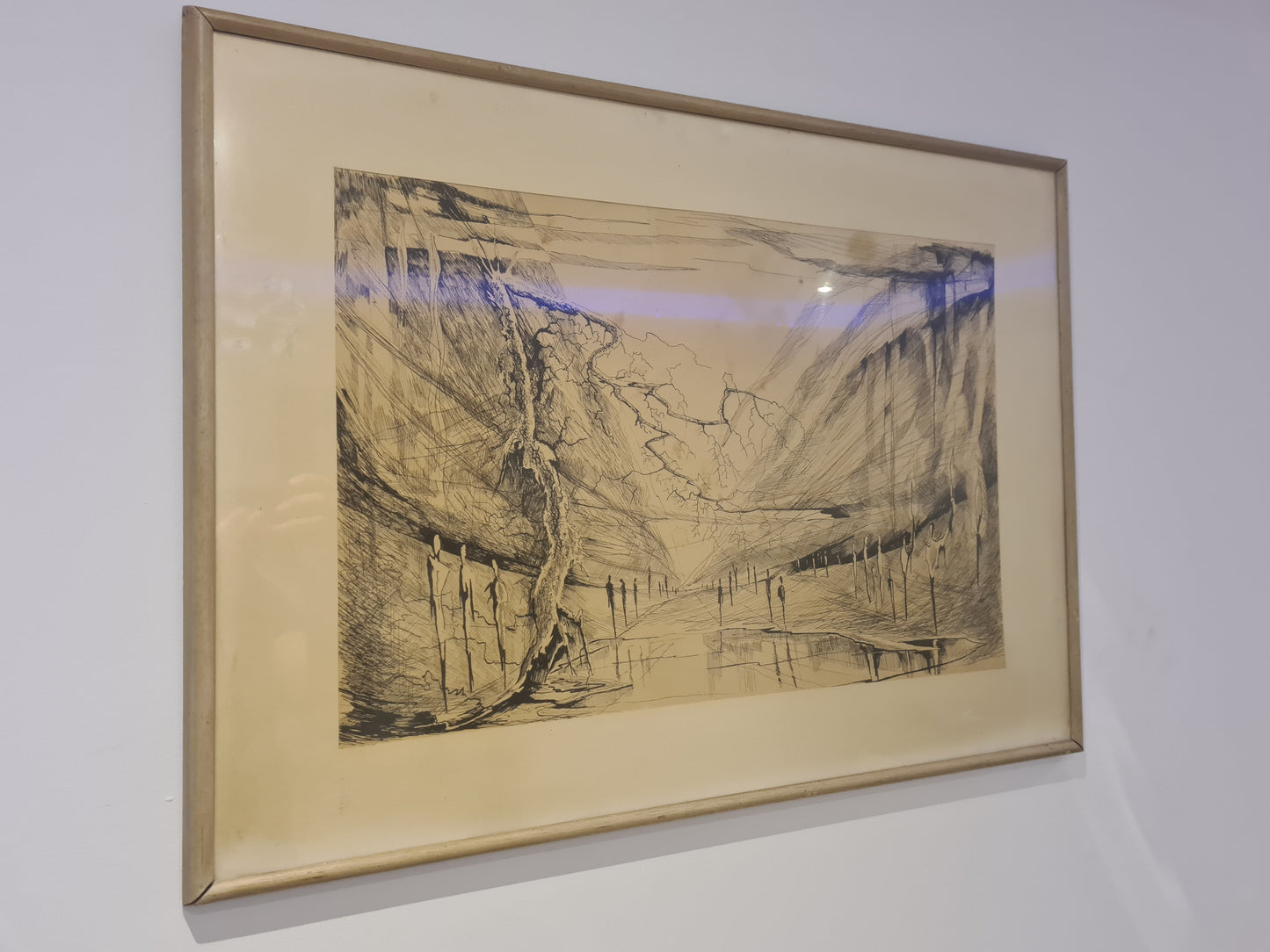 Gemälde Zeichnung „Landschaft mit Weg und Bäumen“ – signiert 70x50cm