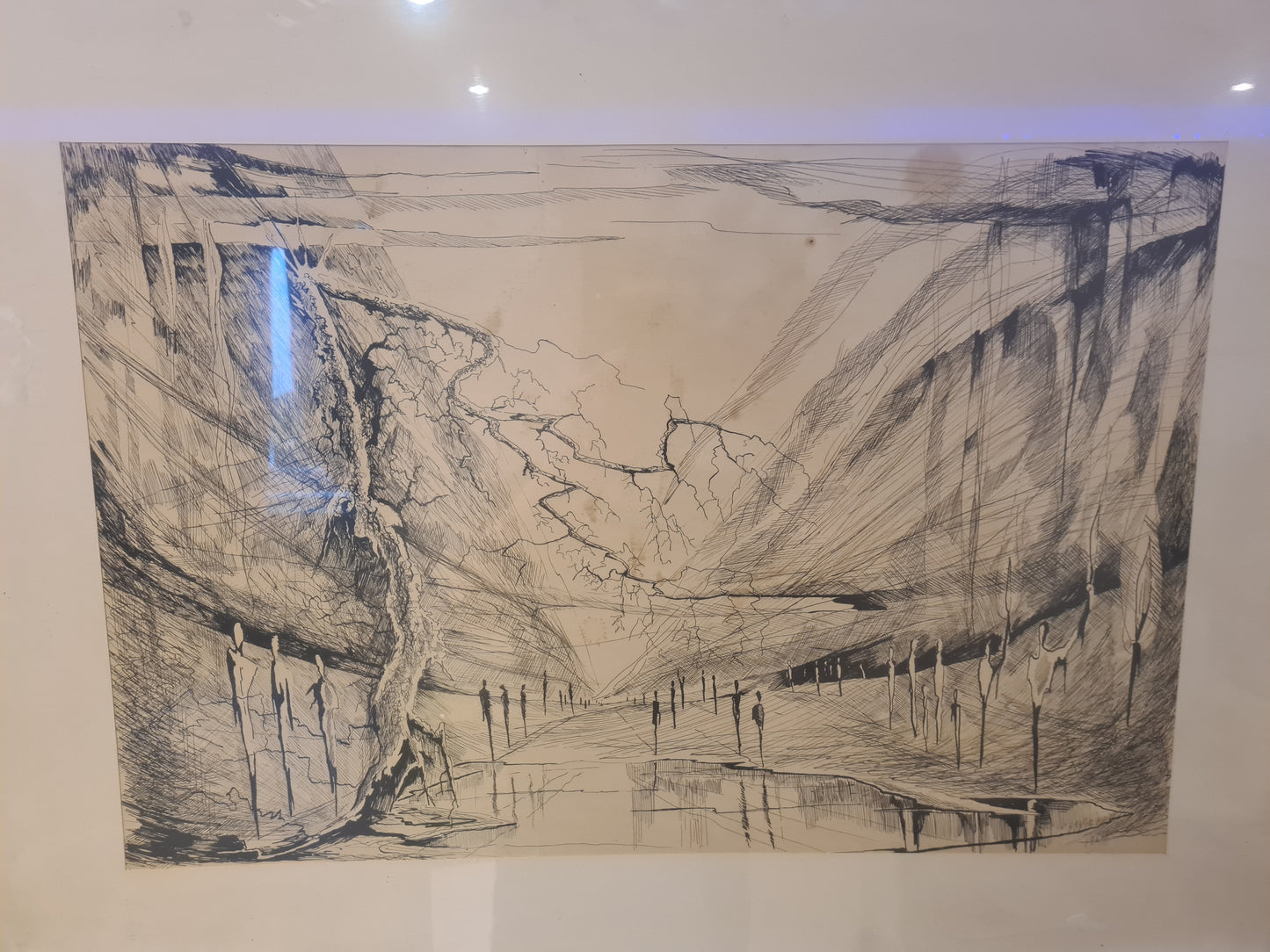 Gemälde Zeichnung „Landschaft mit Weg und Bäumen“ – signiert 70x50cm