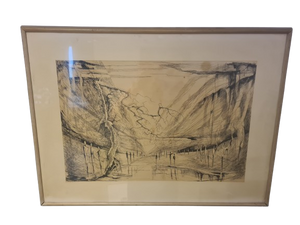 Gemälde Zeichnung „Landschaft mit Weg und Bäumen“ – signiert 70x50cm