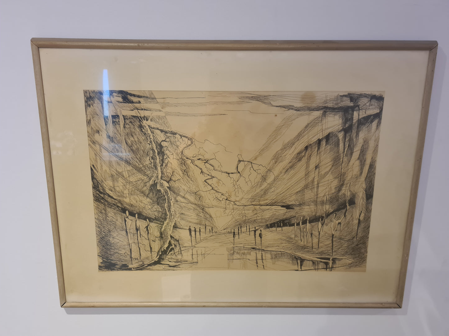 Gemälde Zeichnung „Landschaft mit Weg und Bäumen“ – signiert 70x50cm