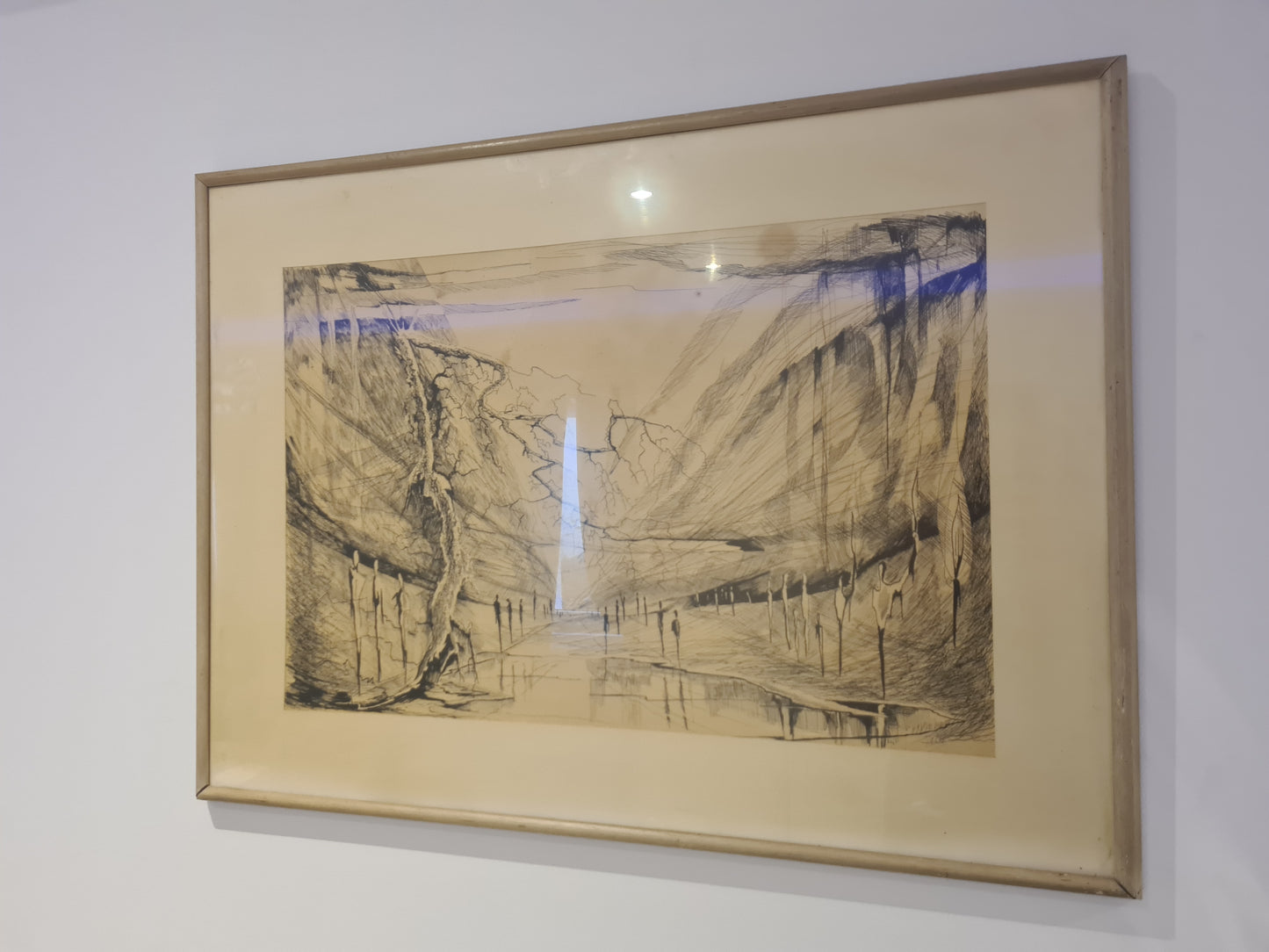 Gemälde Zeichnung „Landschaft mit Weg und Bäumen“ – signiert 70x50cm