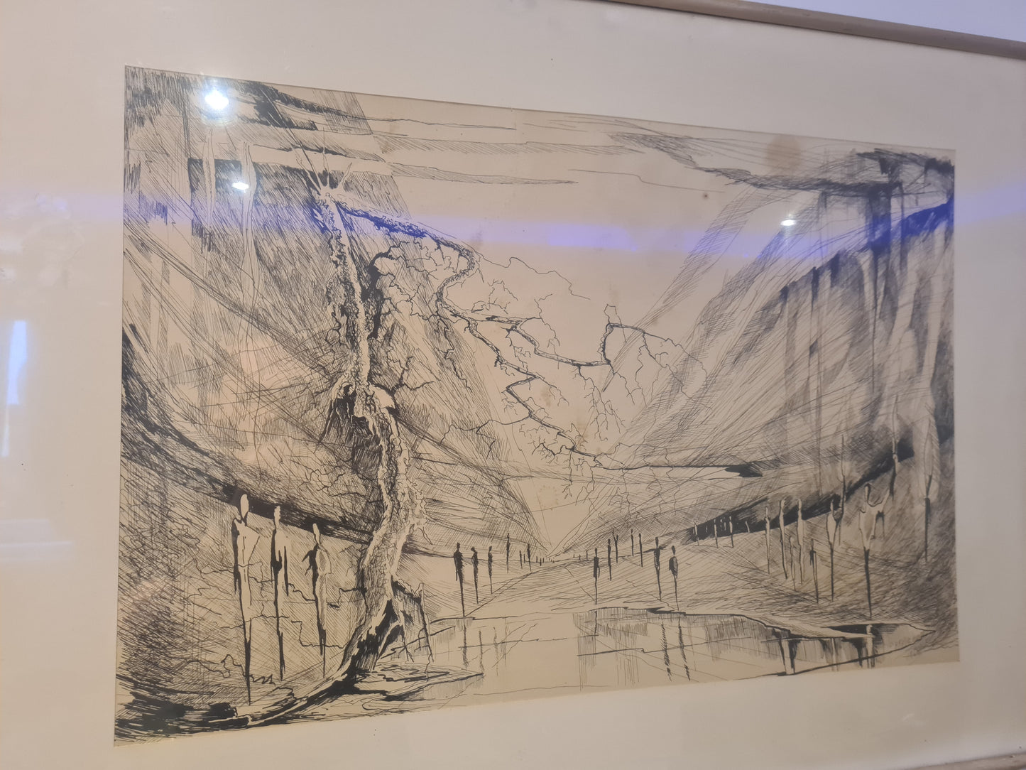 Gemälde Zeichnung „Landschaft mit Weg und Bäumen“ – signiert 70x50cm