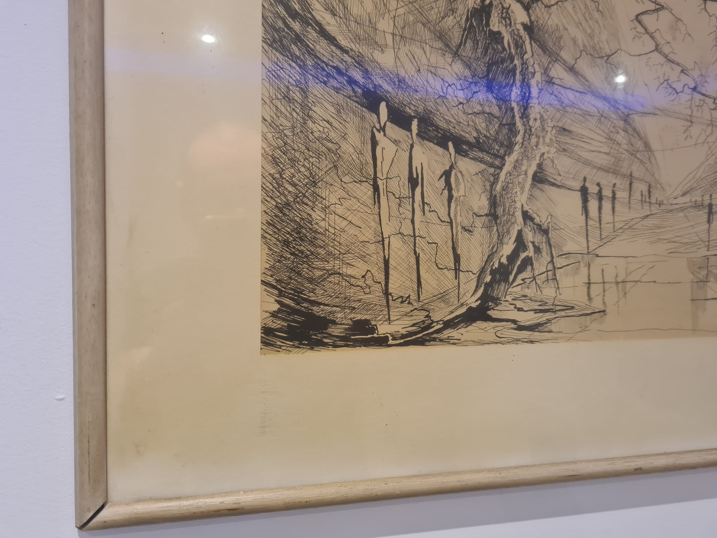 Gemälde Zeichnung „Landschaft mit Weg und Bäumen“ – signiert 70x50cm