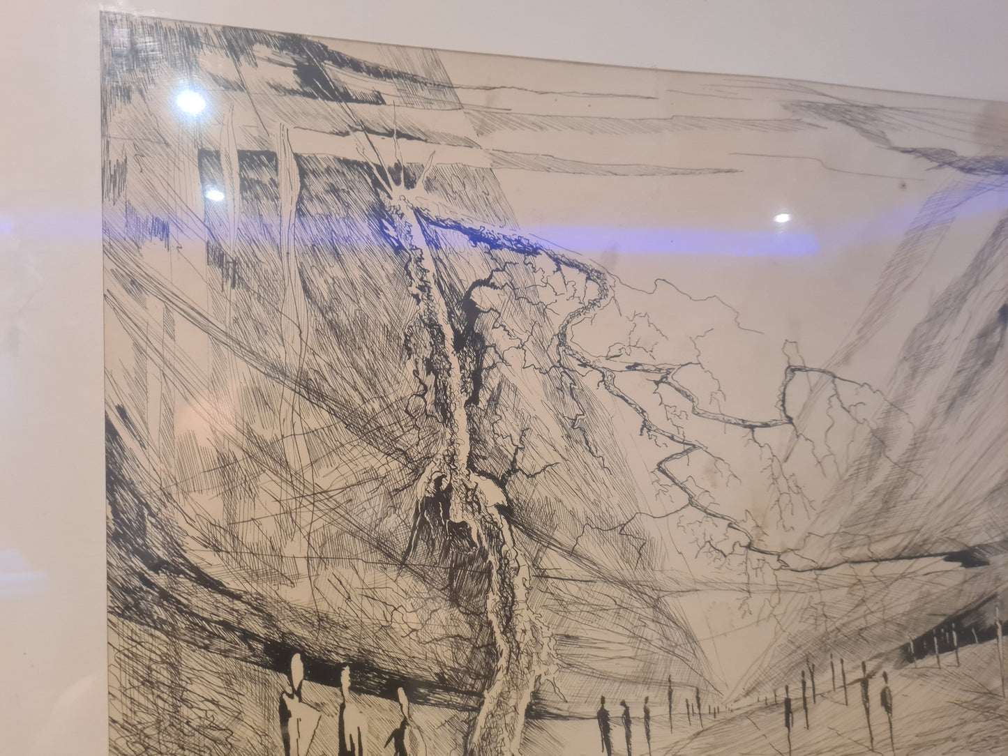 Gemälde Zeichnung „Landschaft mit Weg und Bäumen“ – signiert 70x50cm