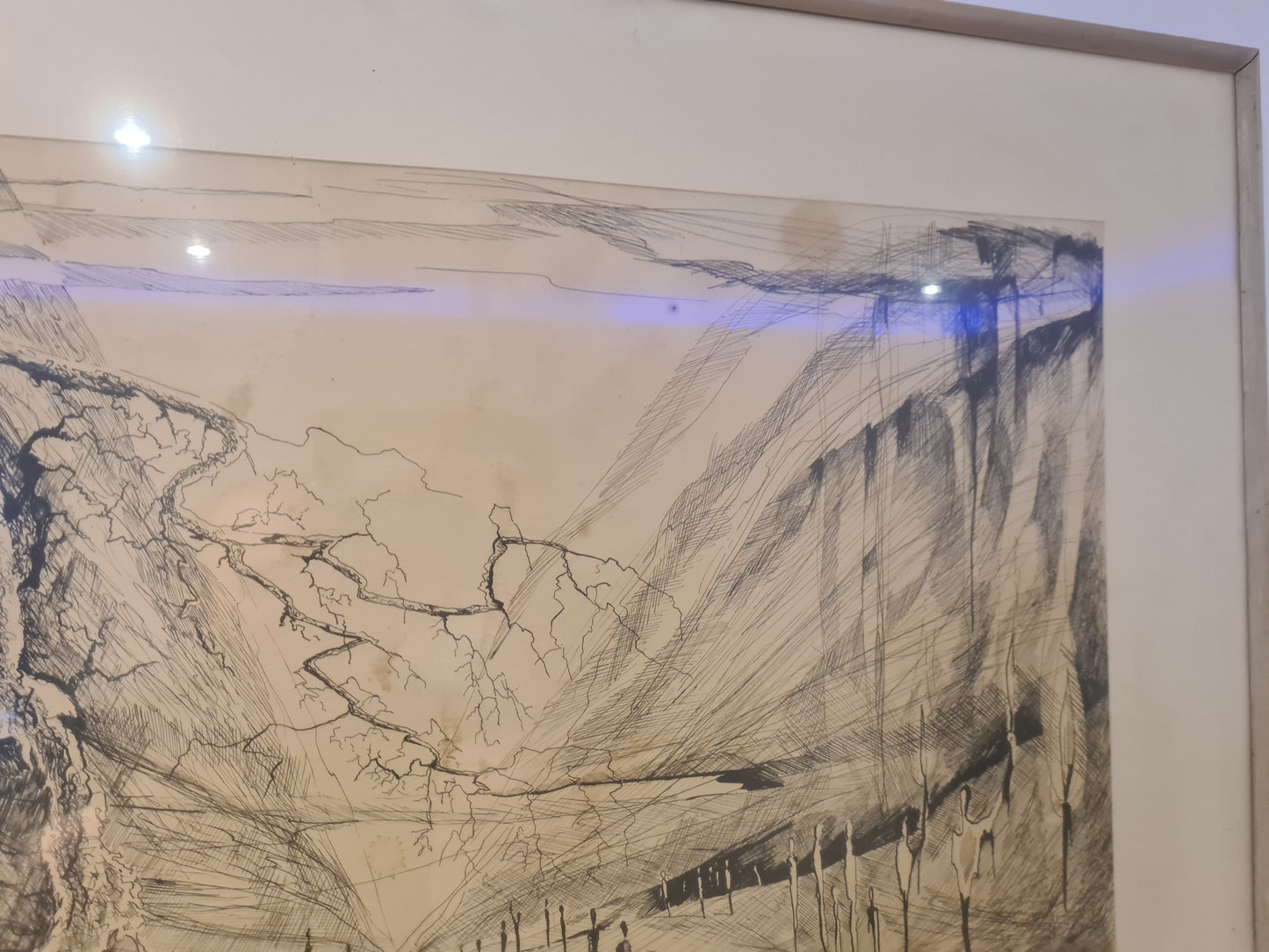 Gemälde Zeichnung „Landschaft mit Weg und Bäumen“ – signiert 70x50cm