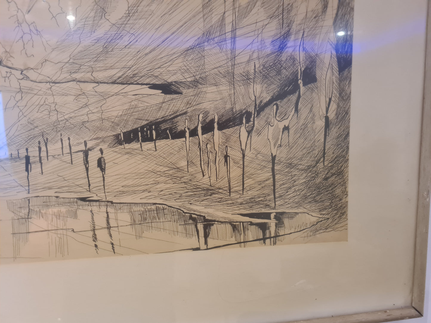 Gemälde Zeichnung „Landschaft mit Weg und Bäumen“ – signiert 70x50cm