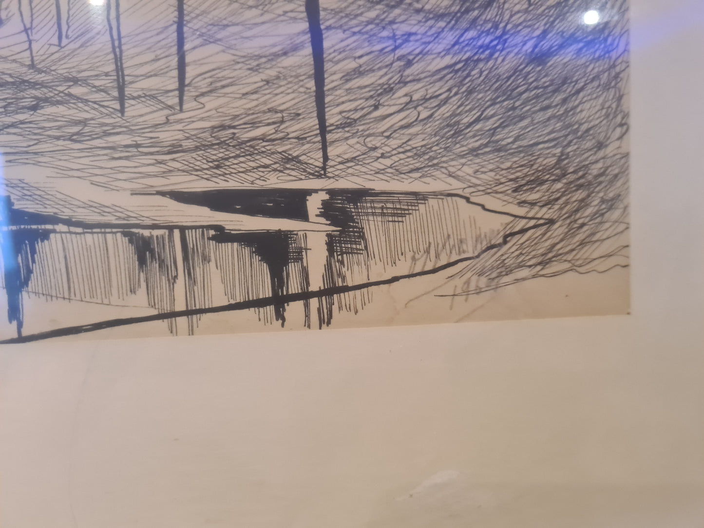 Gemälde Zeichnung „Landschaft mit Weg und Bäumen“ – signiert 70x50cm