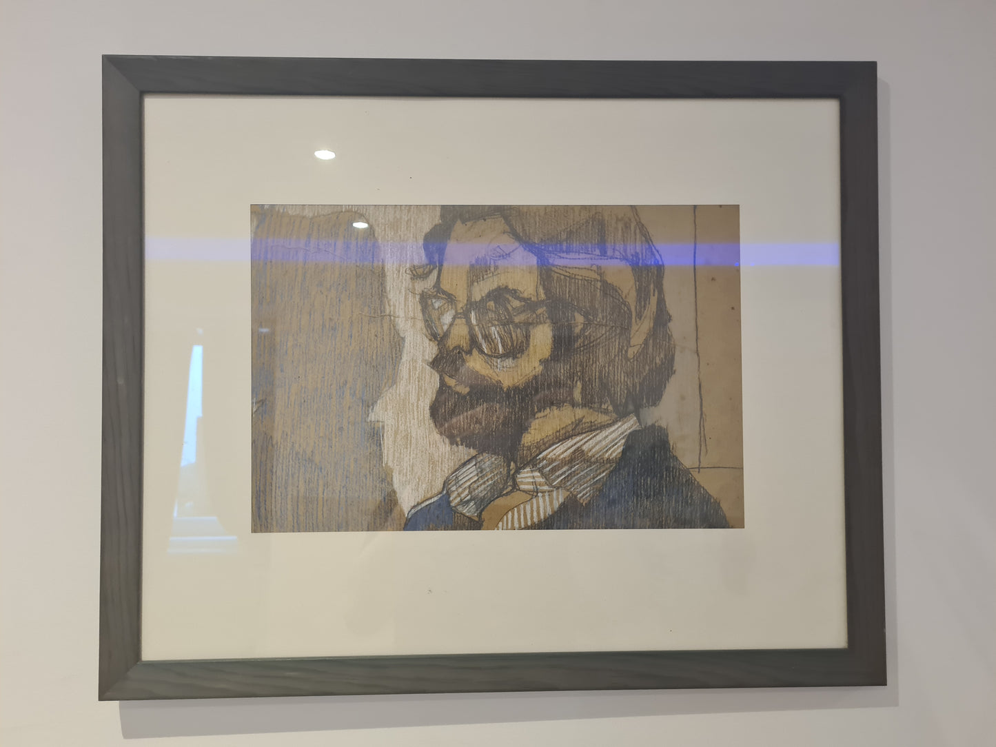 Zeichnung „Porträt eines Mannes mit Brille“ Radierung Gemälde 53x44cm