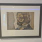 Zeichnung „Porträt eines Mannes mit Brille“ Radierung Gemälde 53x44cm