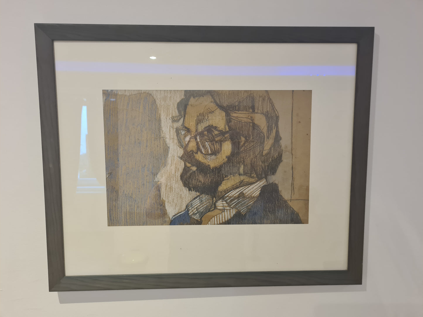 Zeichnung „Porträt eines Mannes mit Brille“ Radierung Gemälde 53x44cm