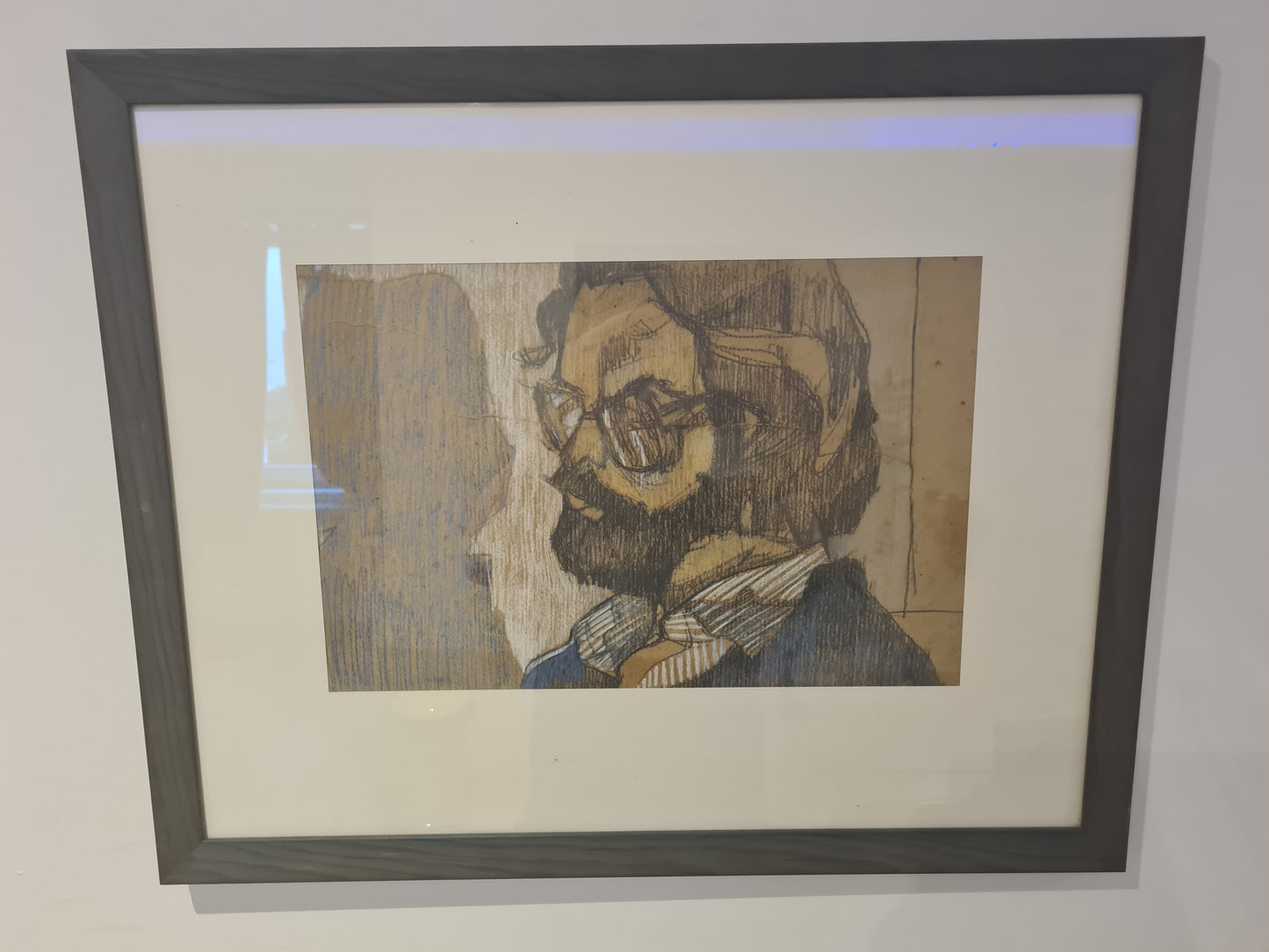 Zeichnung „Porträt eines Mannes mit Brille“ Radierung Gemälde 53x44cm