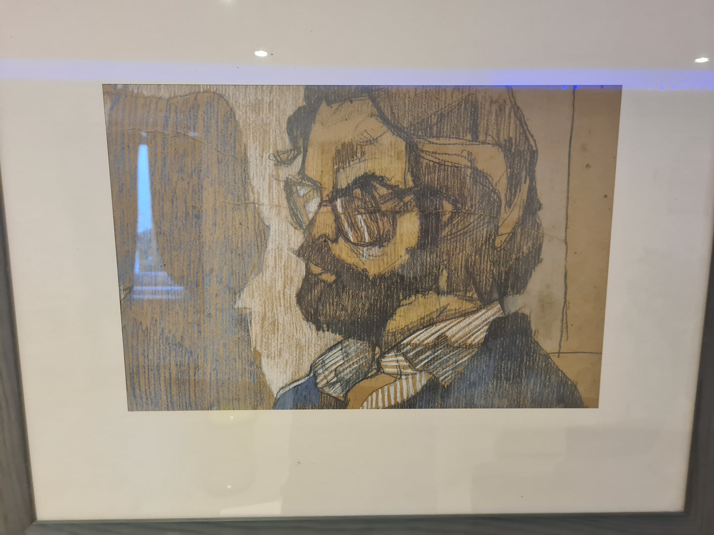 Zeichnung „Porträt eines Mannes mit Brille“ Radierung Gemälde 53x44cm