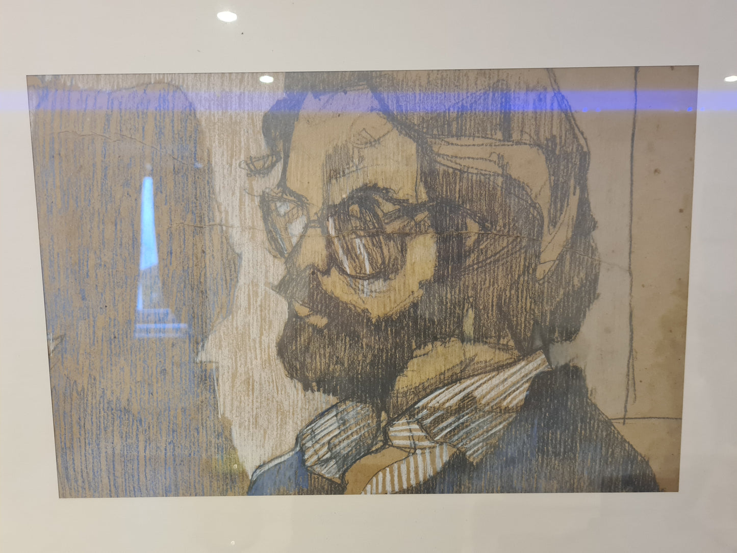 Zeichnung „Porträt eines Mannes mit Brille“ Radierung Gemälde 53x44cm