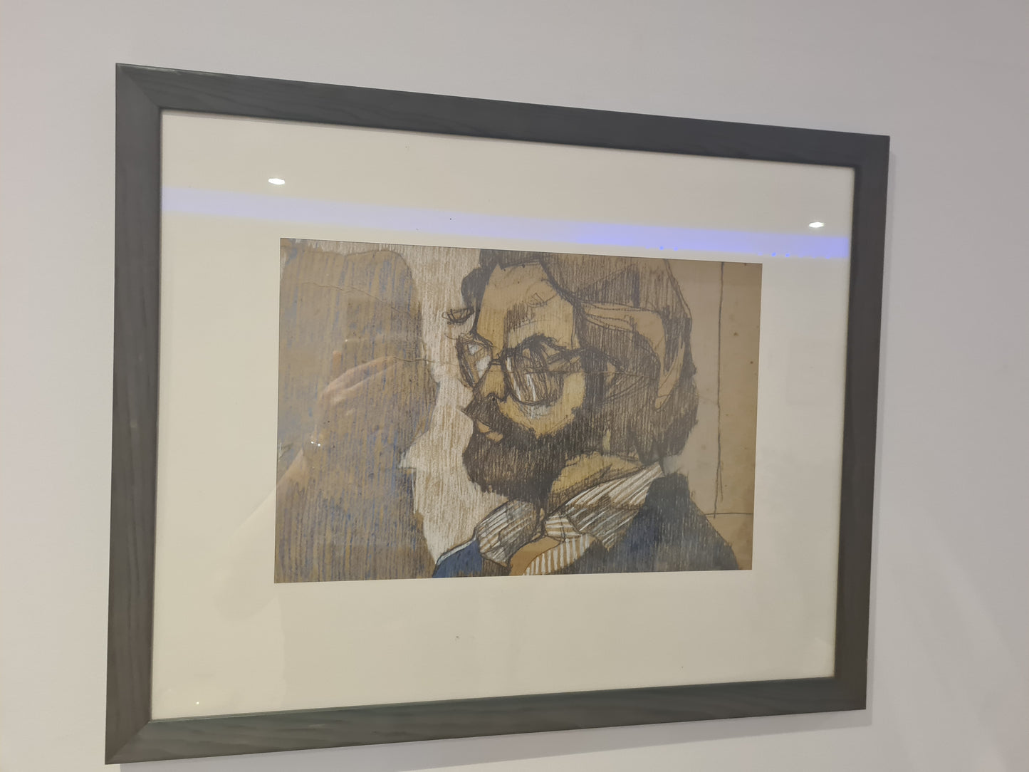 Zeichnung „Porträt eines Mannes mit Brille“ Radierung Gemälde 53x44cm