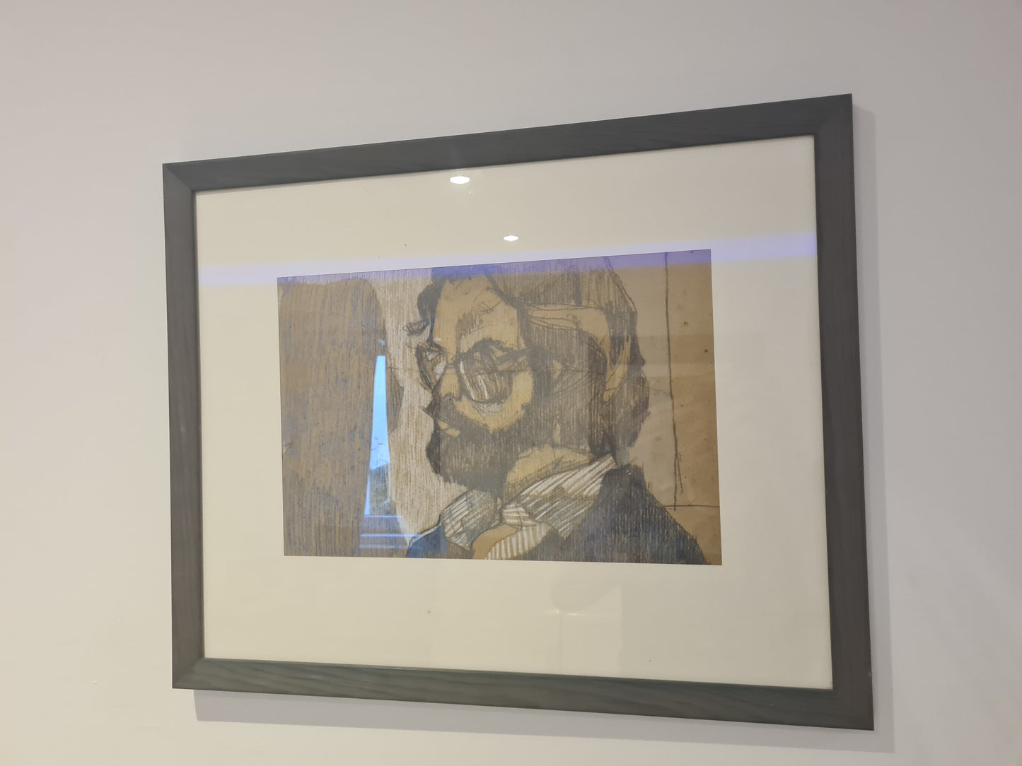 Zeichnung „Porträt eines Mannes mit Brille“ Radierung Gemälde 53x44cm