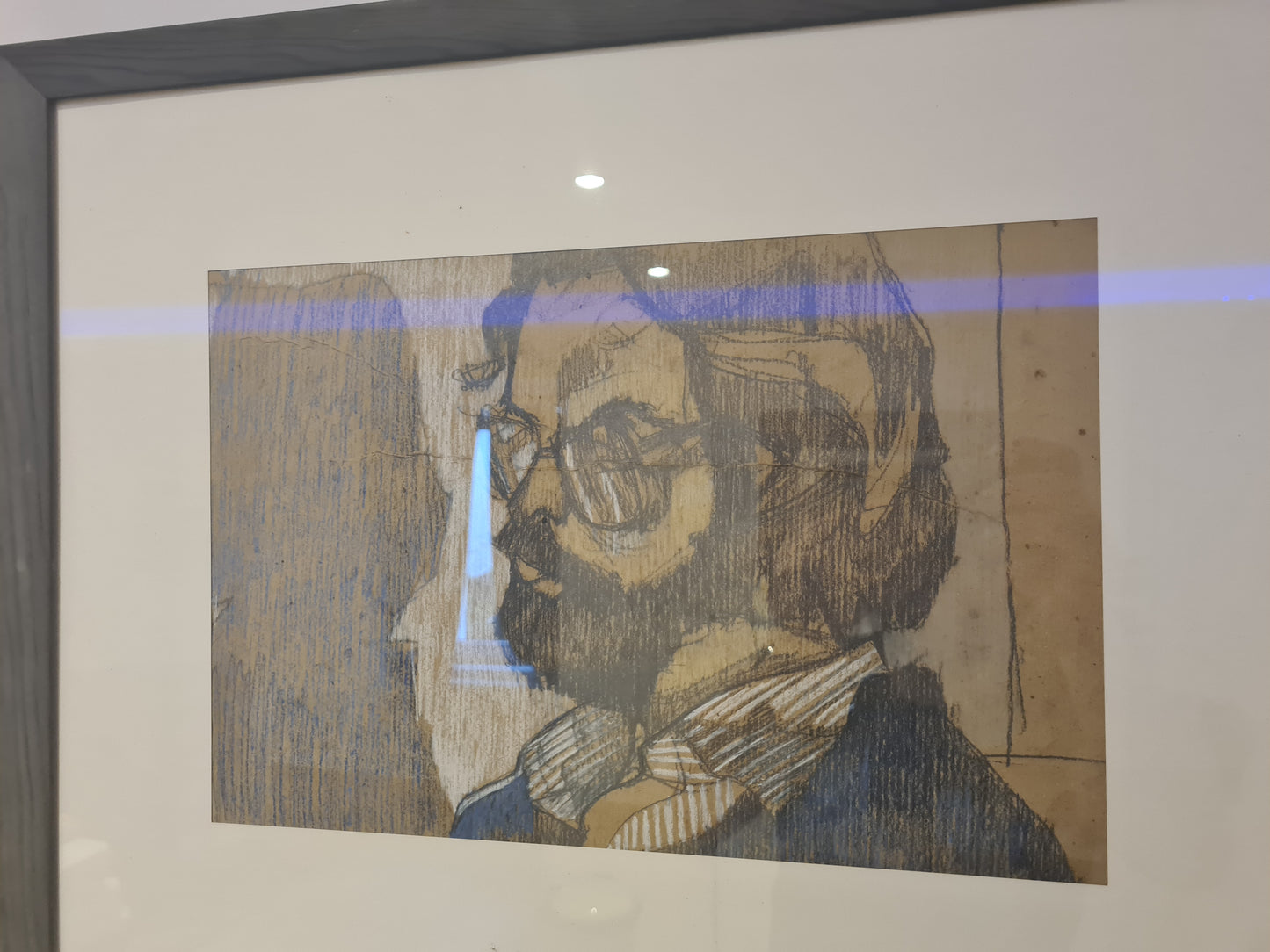 Zeichnung „Porträt eines Mannes mit Brille“ Radierung Gemälde 53x44cm