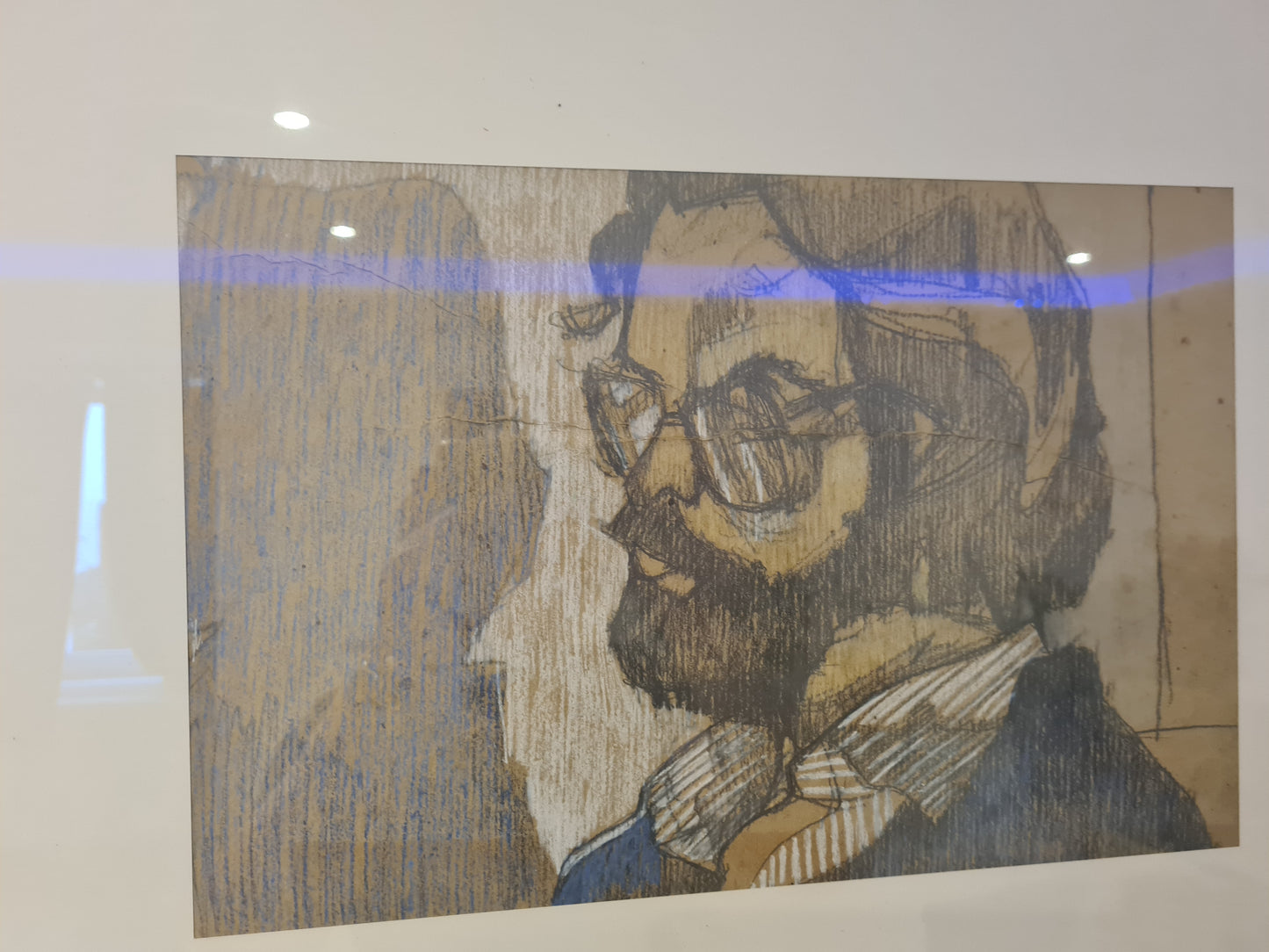 Zeichnung „Porträt eines Mannes mit Brille“ Radierung Gemälde 53x44cm