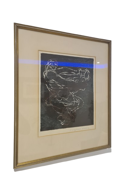 Holzschnitt „Akt von Frau und Mann“ – signiert 46x33cm