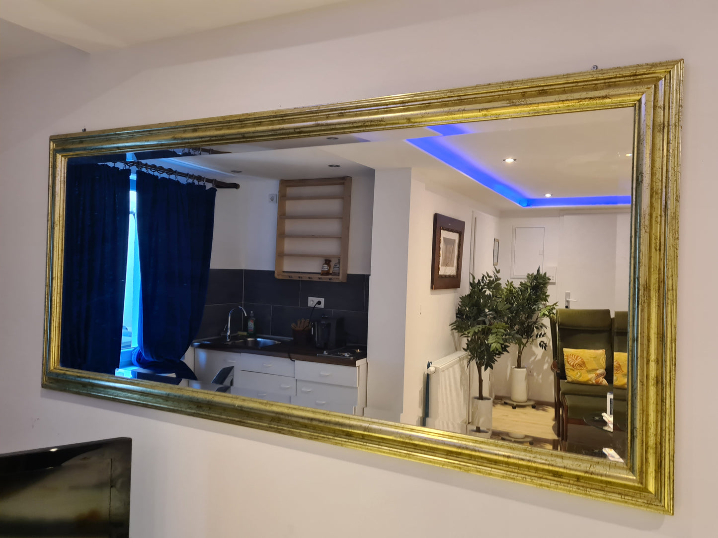 Jugendstil Wandspiegel im vergoldeten Holzrahmen 185x85cm