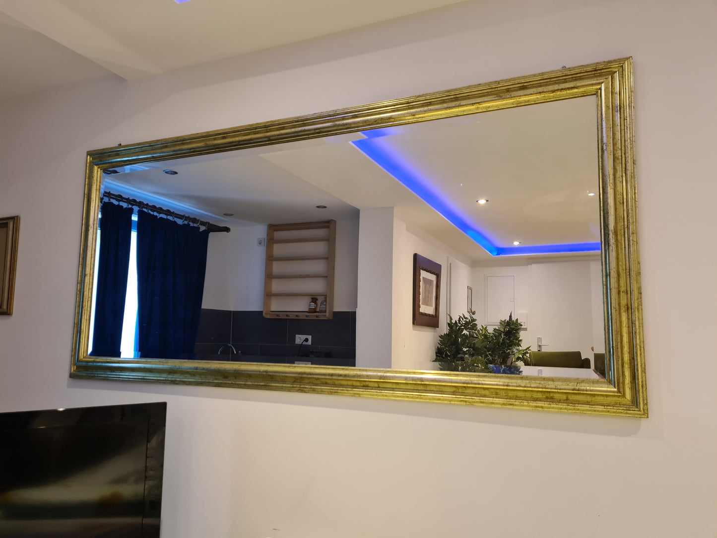 Jugendstil Wandspiegel im vergoldeten Holzrahmen 185x85cm