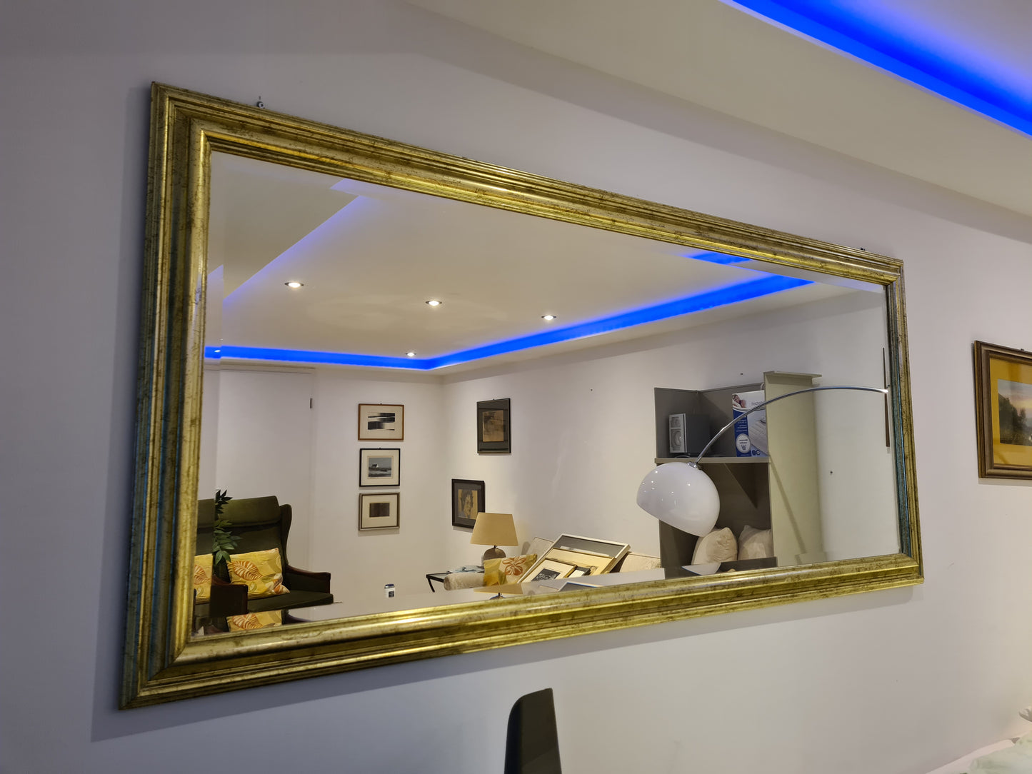 Jugendstil Wandspiegel im vergoldeten Holzrahmen 185x85cm