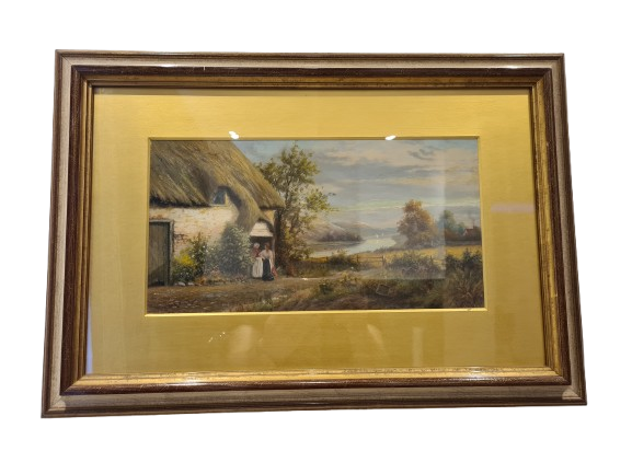 Öl-Gemälde „Landschaft mit Personen “ im Holzrahmen 58x45cm