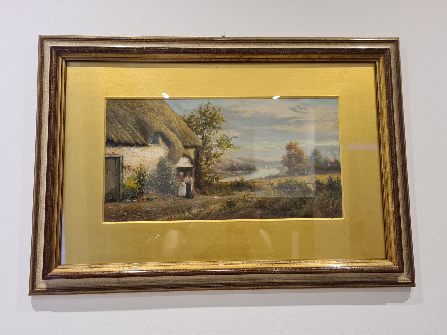 Öl-Gemälde „Landschaft mit Personen “ im Holzrahmen 58x45cm