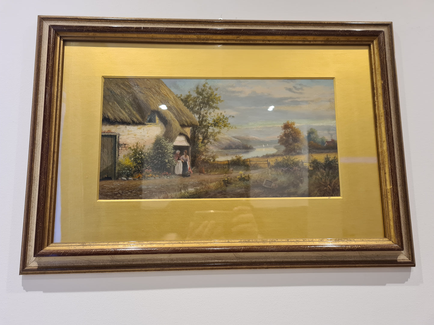 Öl-Gemälde „Landschaft mit Personen “ im Holzrahmen 58x45cm