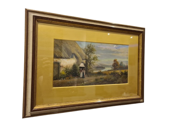 Öl-Gemälde „Landschaft mit Personen “ im Holzrahmen 58x45cm